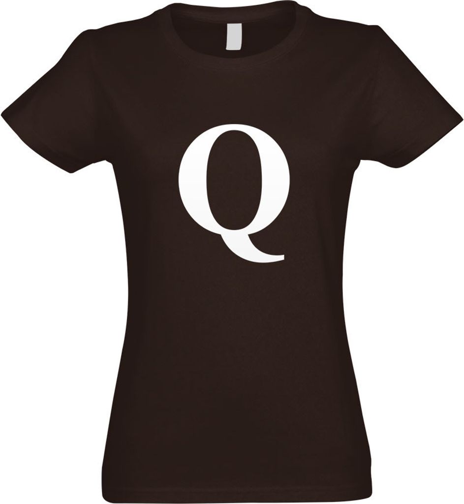Kiwistar - T-Shirt tailliert - Damen - Chocolate - Buchstabe Q - Alphabet - mit Motiv Bedruckt - Funshirt Design - Sport - Freizeit - Damen - L