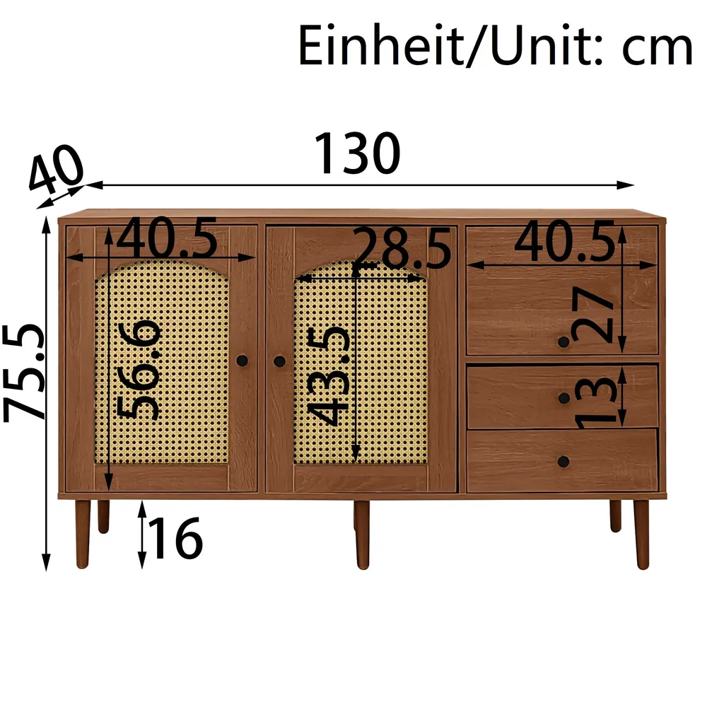 Meuble de rangement salon en rotin - Commode rustique pour chambre chic