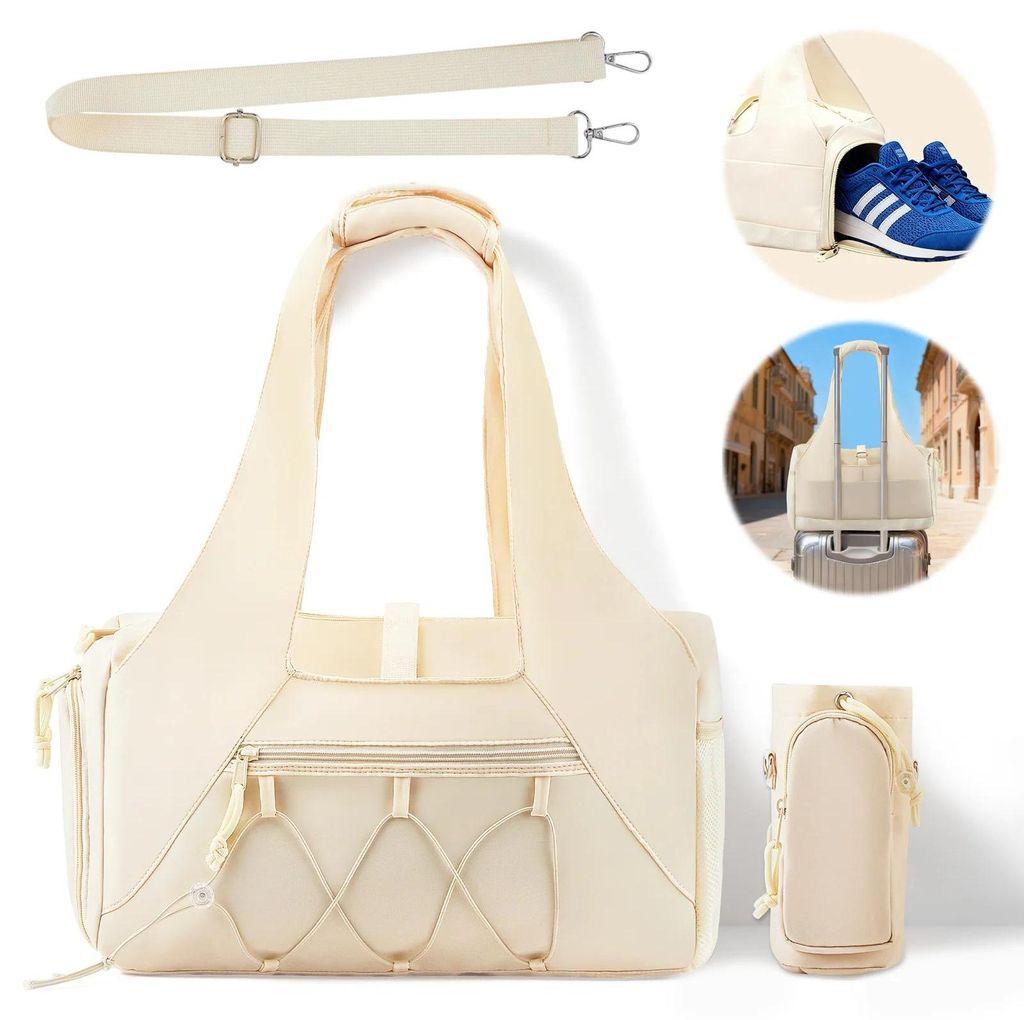 Sporttasche Damen - Fitness- und Yogatasche - Große Kapazität - Mehrere Fächer - Trocken-Nass-Trennung - Leichte Nylon Schultertasche - Reisetas...
