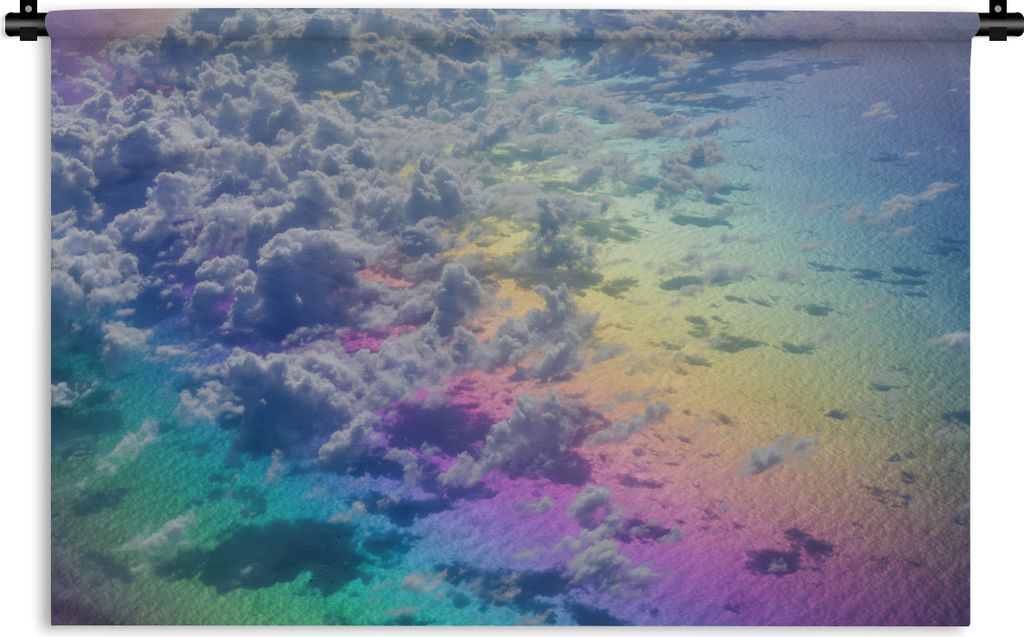MuchoWow Wandteppich Wandbehang Wolken mit Regenbogen 120x80 cm Tapisserie Dekoration Wandtuch - Wanddekorationen - Wandtücher