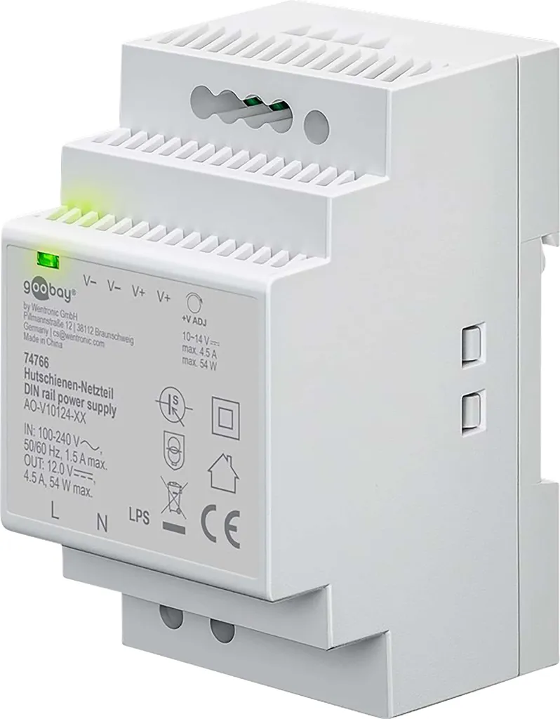 Goobay 74766 Alimentation Rail DIN 12V 4.5A 54W pour Montage TH35