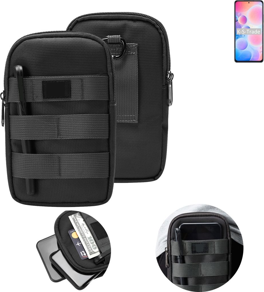 K-S-Trade Holster Gürtel Tasche kompatibel mit Xiaomi Redmi K40 Handy Tasche Schutz Hülle dunkel-grau viele Fächer, 1x