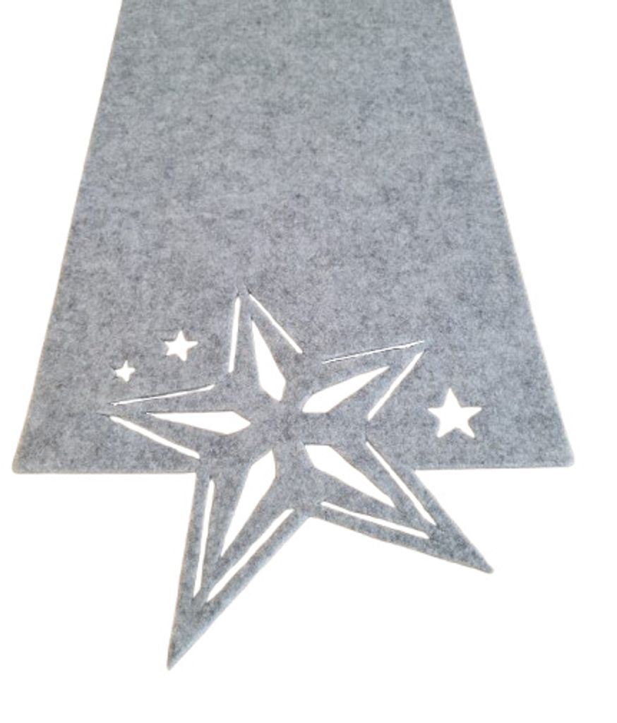 Tischläufer aus Filz Abwaschbar Tischdecke Still Grau hitzebeständig Filztischläufer Tischschutz (Grau_Weihnachten Stern, 30 x 100)