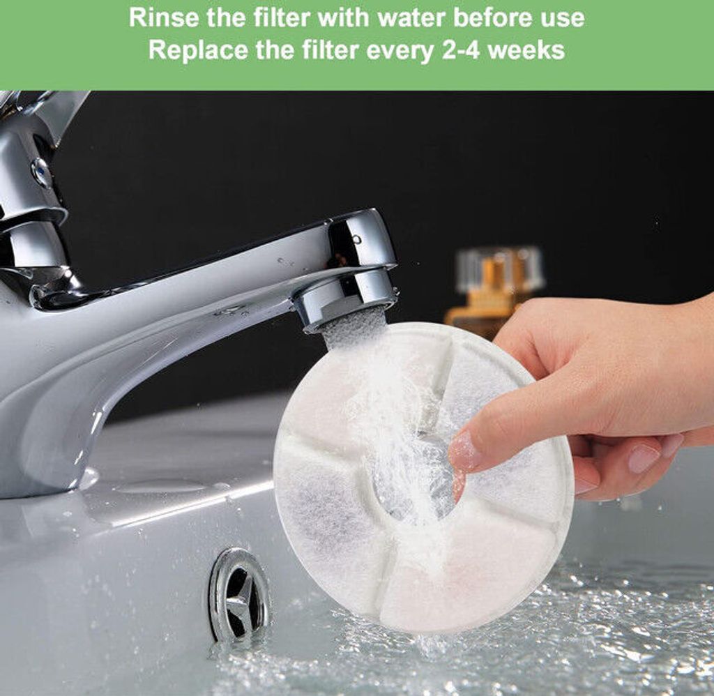 12PCS Automatischer Wasserspender für Haustiere Hund Katze Wasserspender Ersatzfilter rund (für 2.4L)