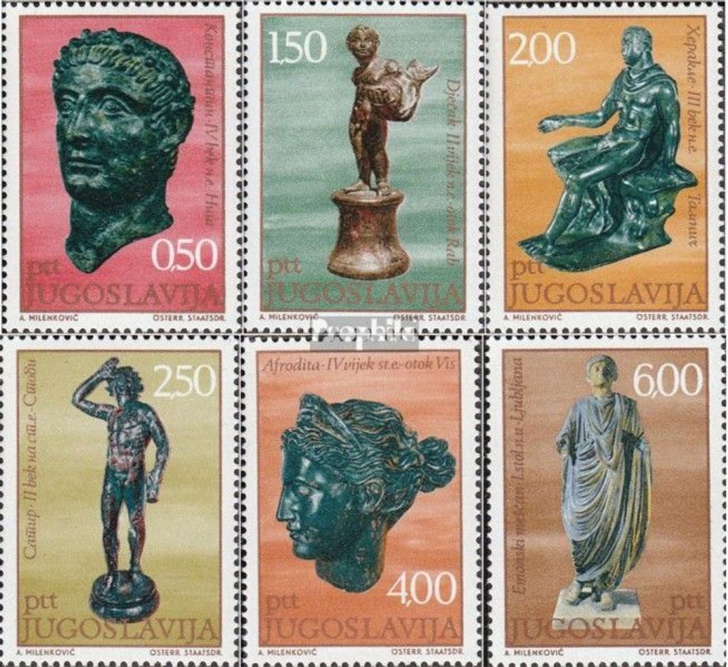 Briefmarken Jugoslawien 1971 Mi 1431-1436 (kompl.Ausg.) postfrisch Antike Bronzestatuen