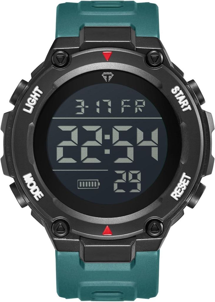 Herren Digitaluhr Militär Sportuhr mit Großem Zifferblatt, LED Beleuchtung, Stoppuhr, Wecker, Wasserdicht, Silikonarmband