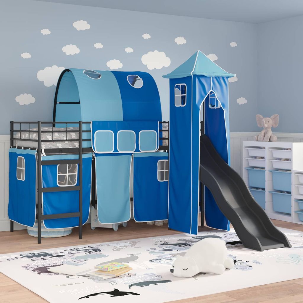 Stabli Schwarz und Blau 90 x 190cm - DE307054 - Klassische BettenJugendbett Tagesbett