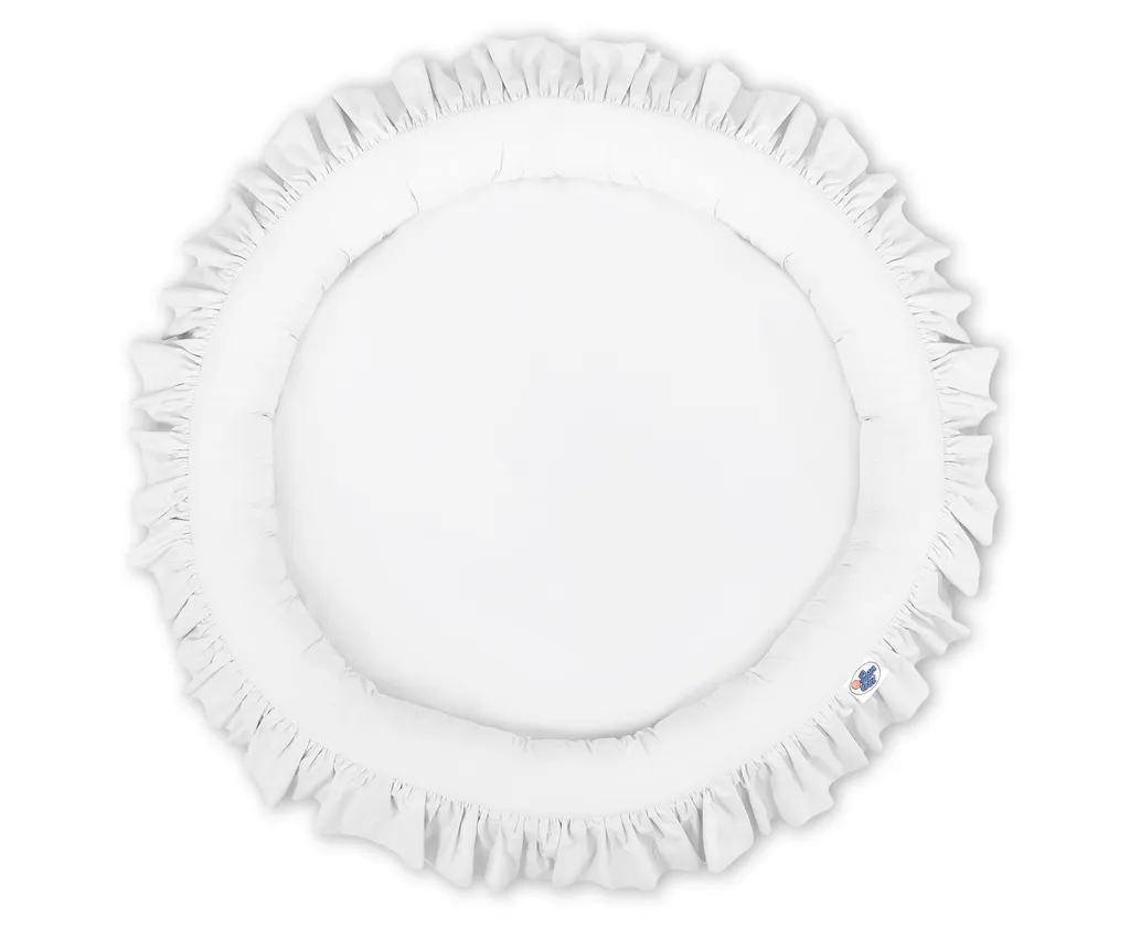 Tapis d'éveil rond blanc 90 cm avec volants pour chambre de bébé