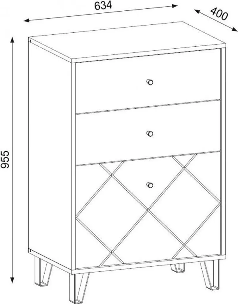 Commode de chambre BILBAO chêne et blanc, rangement gain de place - 2