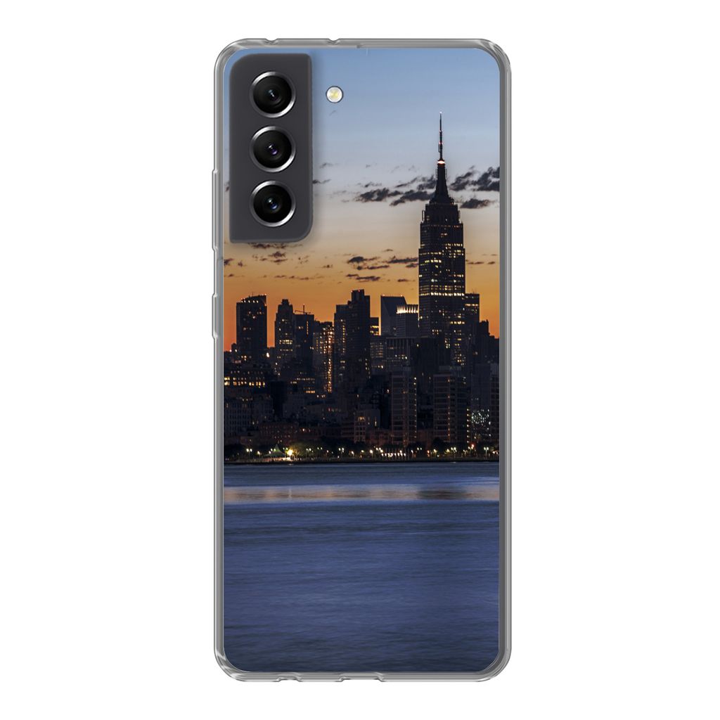 MuchoWow Handyhülle Schutzhülle Hülle für Samsung Galaxy S21 FE New York - Skyline - Amerika Silikon Softcase Handy Hülle - Mobiltelefonhülle