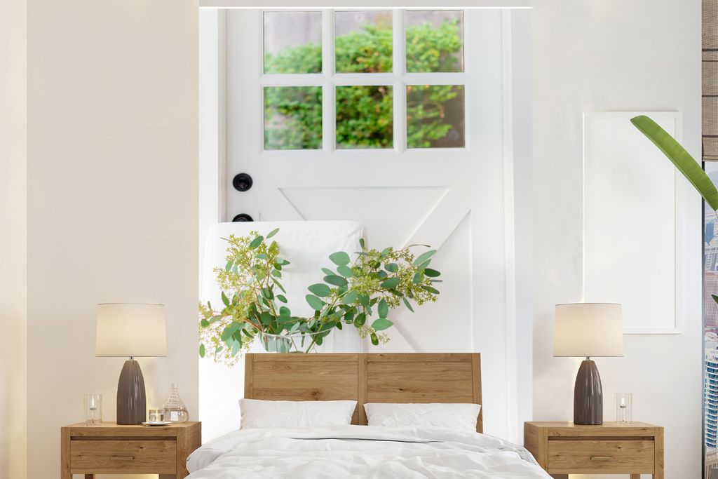 MuchoWow Fototapete für Wohnzimmer oder Schlafzimmer Wandtapete Vinyl Motivtapete Eukalyptuszweige in einer Vase auf der Küchentheke - 225x350 ...
