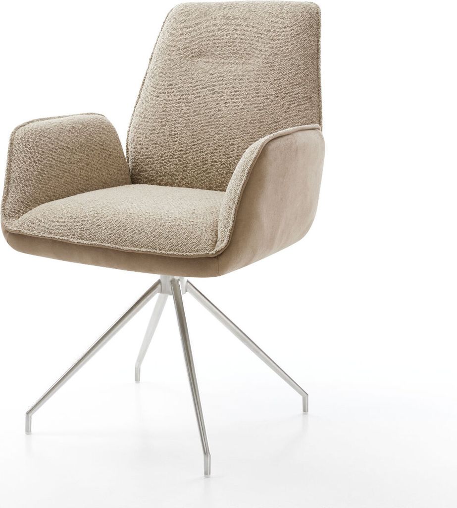 DELIFE Drehstuhl Zoa-Flex Materialmix Schlamm Kreuzgestell konisch Edelstahl 180° drehbar Taschenfederkern