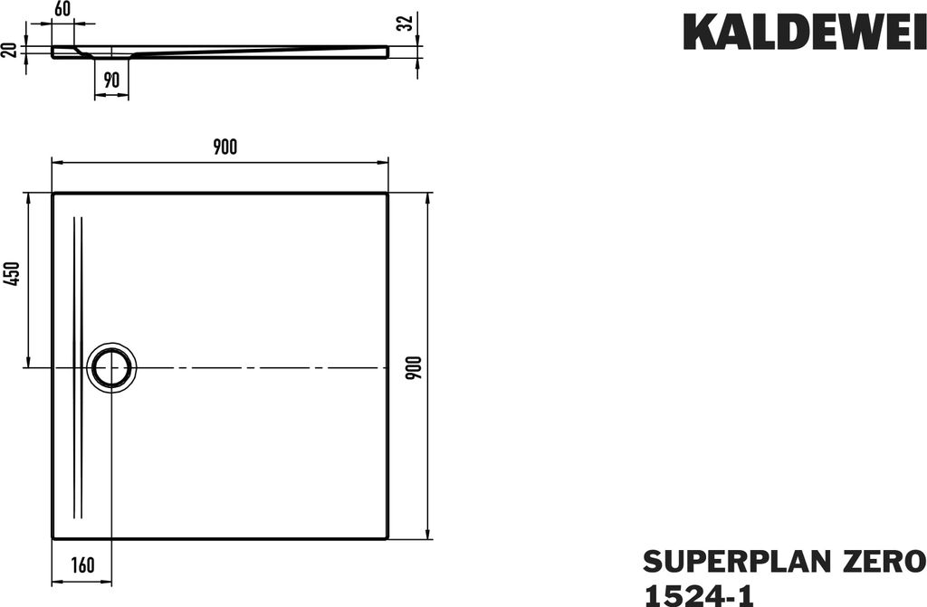 KALDEWEI SUPERPLAN ZERO 1524-1, Duschwanne, 90x90cm, 352400010001