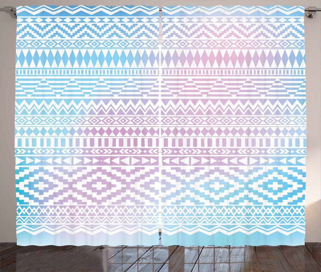 ABAKUHAUS afghanisch Rustikaler Gardine, Triangles Zickzack-Streifen, Schlafzimmer Kräuselband Vorhang mit Schlaufen und Haken, 280 x 175 cm, Lila...