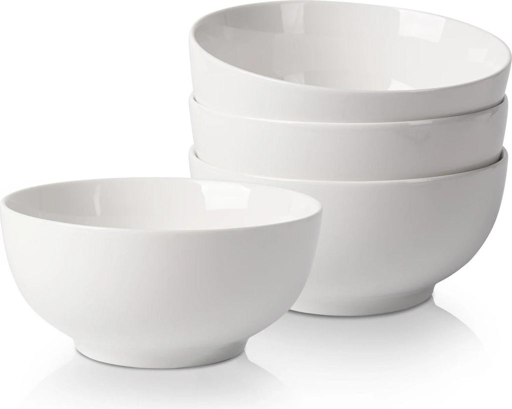 Keramikschalen 4er Set - Müslischalen - 680 ml, Ø 15,2 cm - Mikrowellen- & spülmaschinengeeignet - Einfarbig