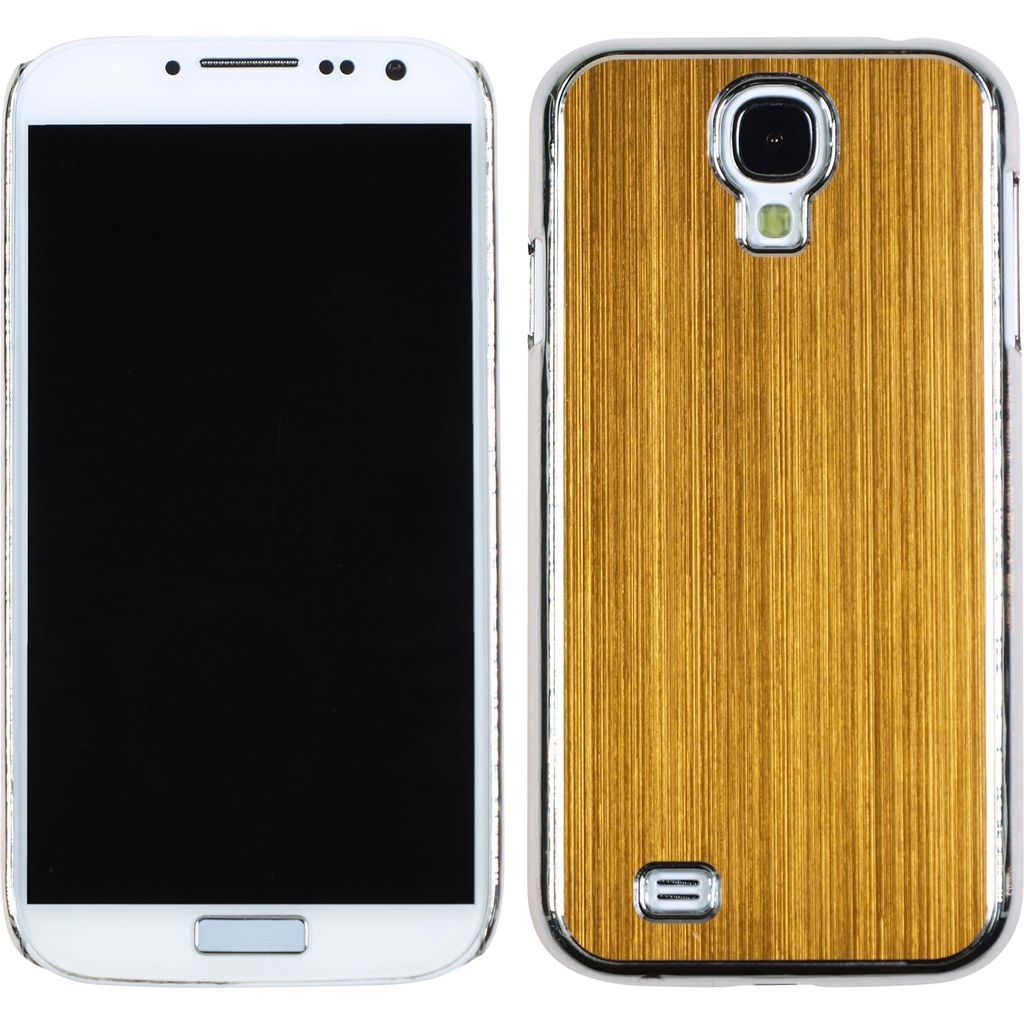 PhoneNatic Case kompatibel mit Samsung Galaxy S4 - Hülle gelb Metallic Hard-case + 2 Schutzfolien