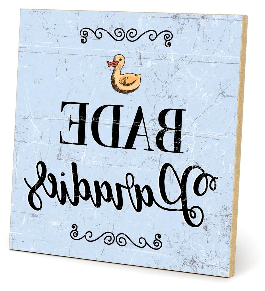 Holzschild mit Spruch - Badeparadies - Vintage Deko für Badezimmer