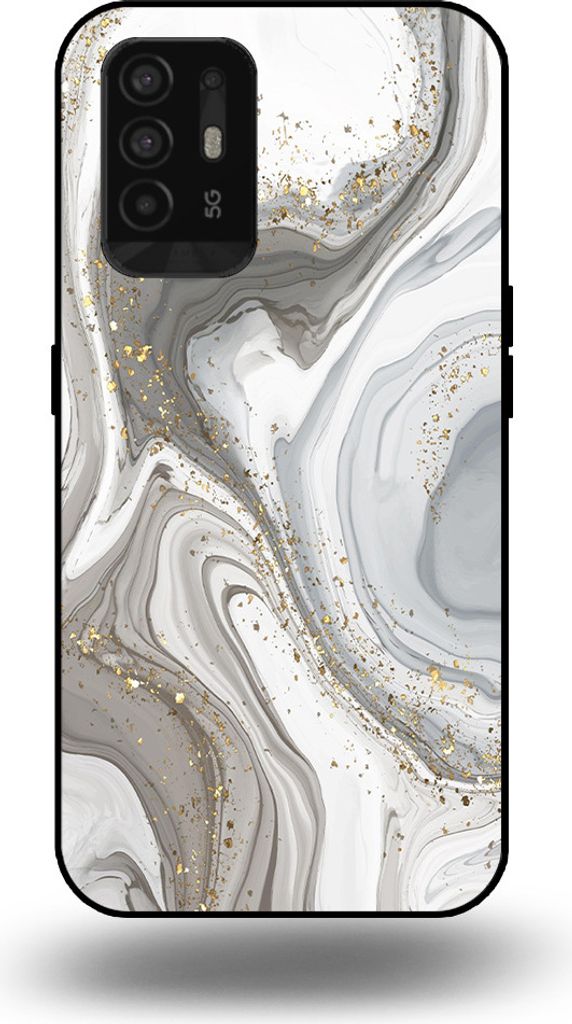 Smartphonica Handytasche passend für OPPO A94 5G mit Marmordruck - TPU Rückendeckung Fall Marmor Design - Silber