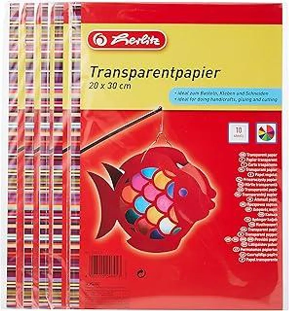 Herlitz 246413 Carta trasparente, 20 x 30 cm, 10 fogli, confezione da 5 (confezione da 5, carta trasparente)