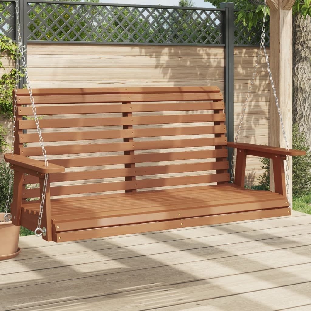Möbel Hollywoodschaukel mit Metallketten Braun Massivholz Tanne - Hollywoodschaukeln 4008981