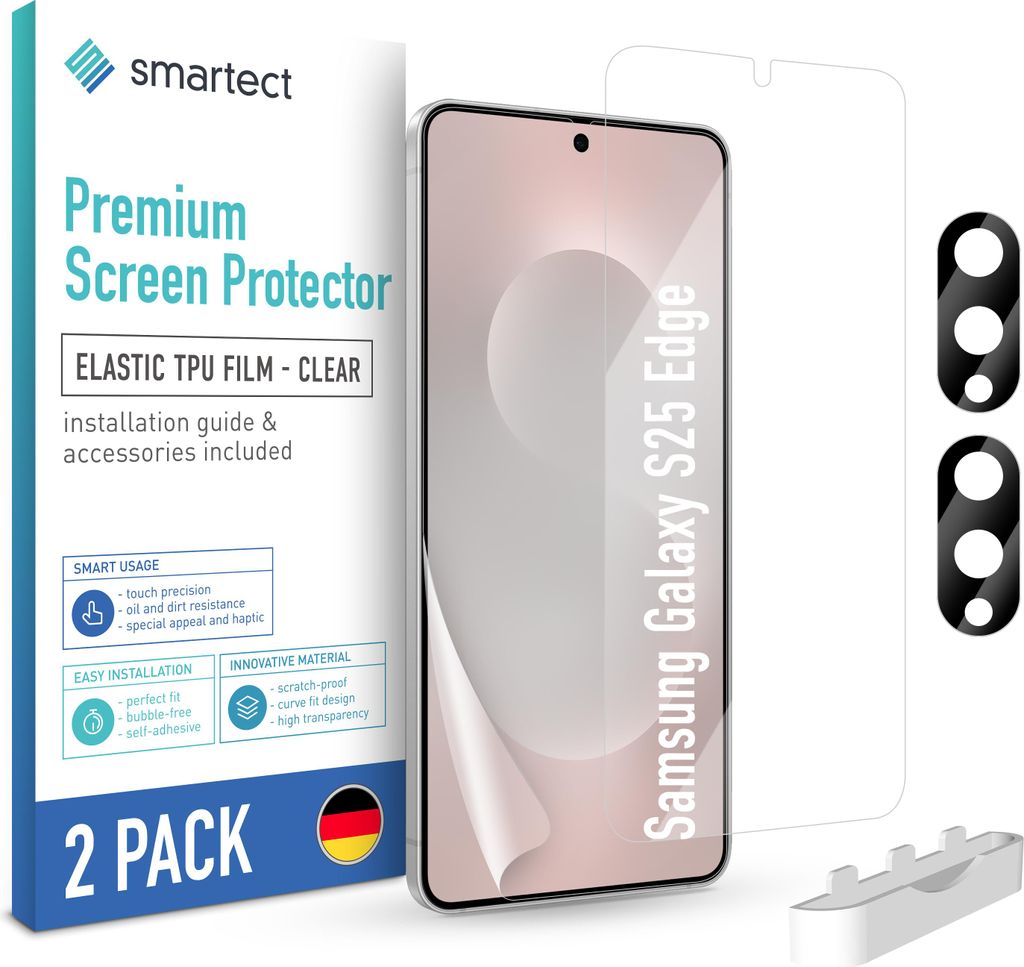 2x TPU Schutzfolie Klar für Samsung Galaxy S25 Edge 2x Kameraschutz Panzerfolie