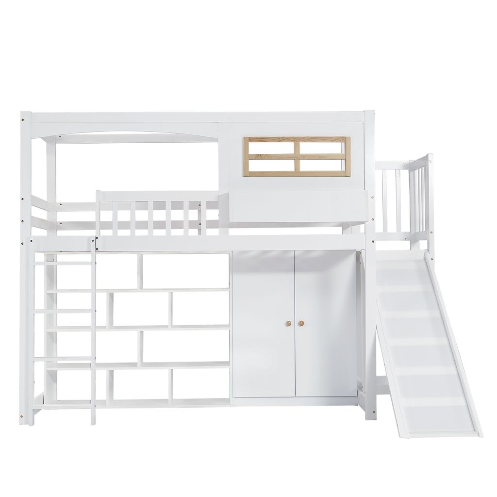 Flieks Etagenbett 90x200cm mit Rutsche, Kinderbett Hausbett Produktbild 
