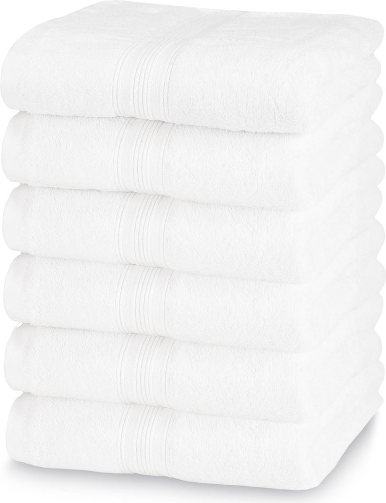 6-tlg. Handtuch-Set aus Baumwolle, 50x100 cm, weiß Produktbild 