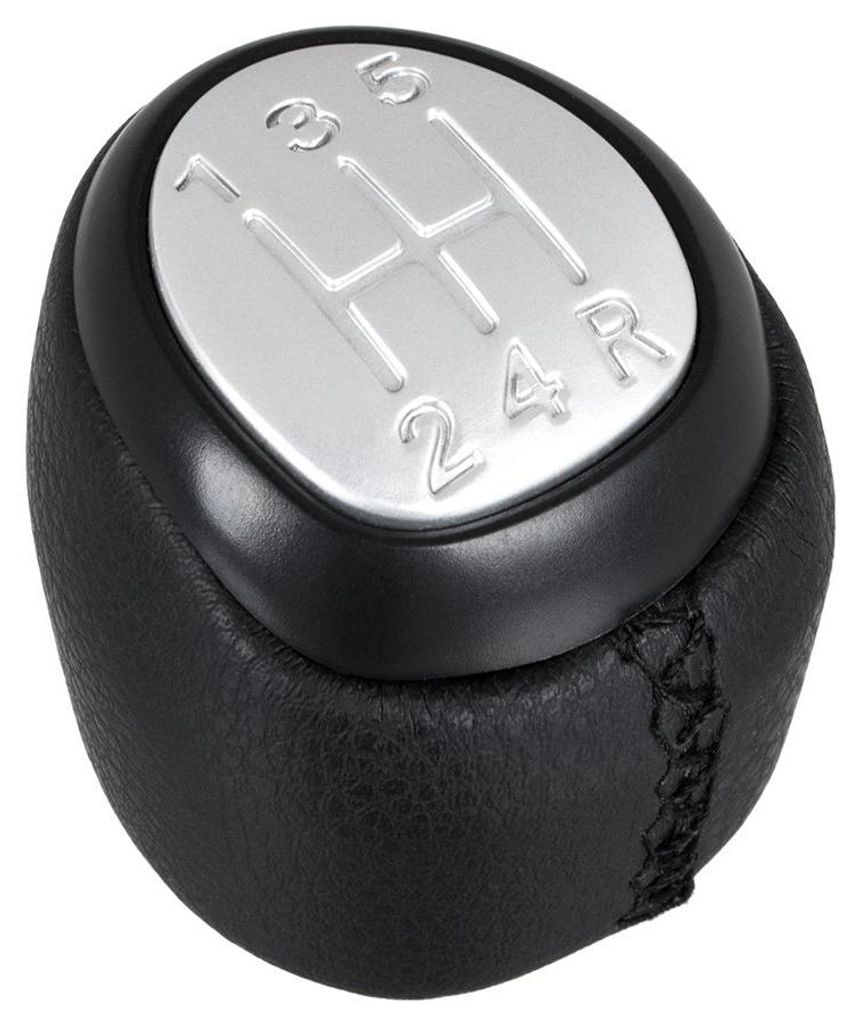 Saab 9-3 03-12 Schaltknauf SCHWARZES Kunstleder + SCHWARZES GESCHNITTEN + SILBERNE 5-GANG-SCHALTUNG