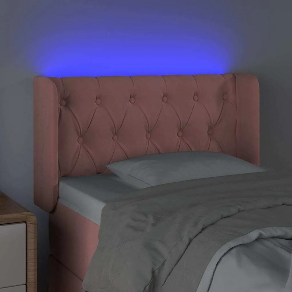 Tête de lit rose en velours avec LED intégrées 83x16 cm design luxe - 4