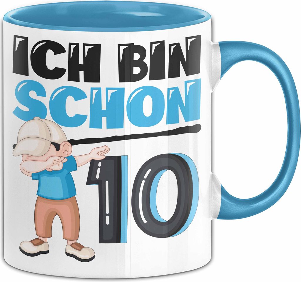 10. Geburtstag Geschenk Tasse Becher Jungs Dab Geburtstagsgeschenk Ich Bin Schon 10 (Blau)