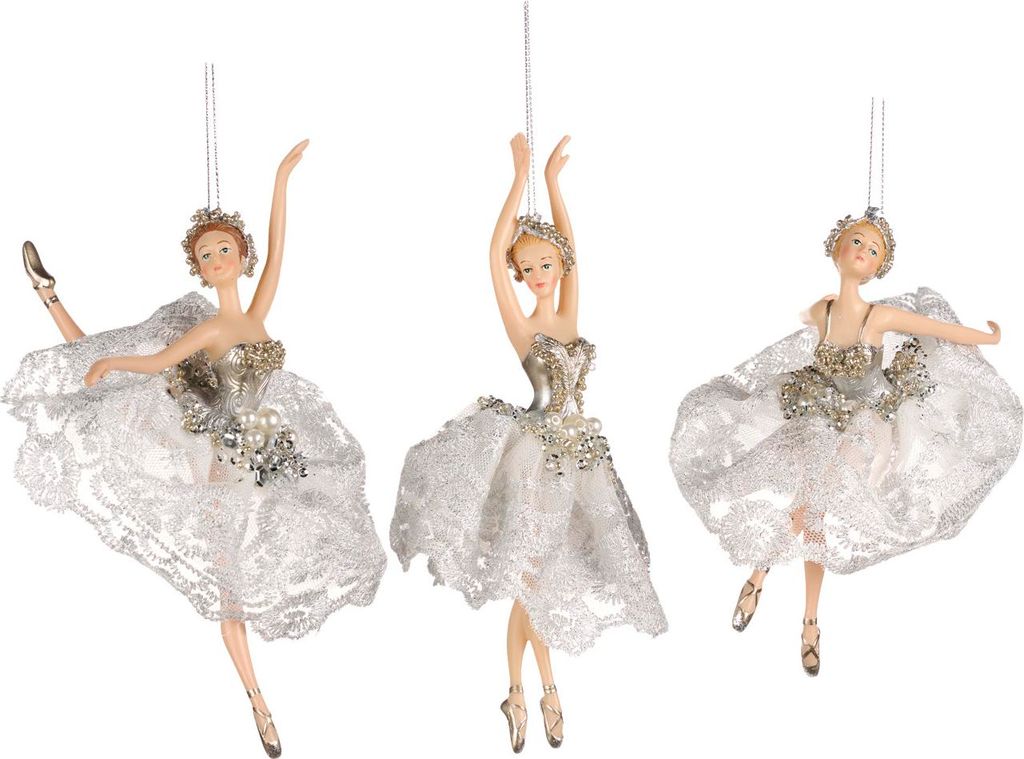 Goodwill Weihnachtsanhänger - Ballerina Tüll Tutu Strass Weiß-Silber H18 cm BITTE BEACHTEN SIE: Preis pro Stück.