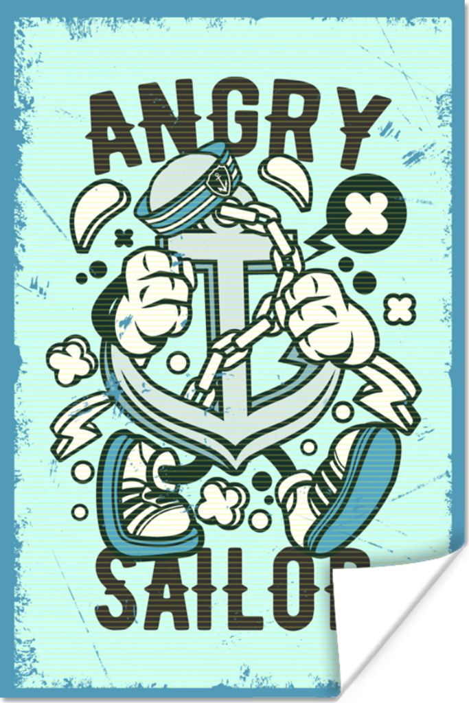 MuchoWow Poster Anker - Blau - Retro 60x90 cm - Wanddekoration