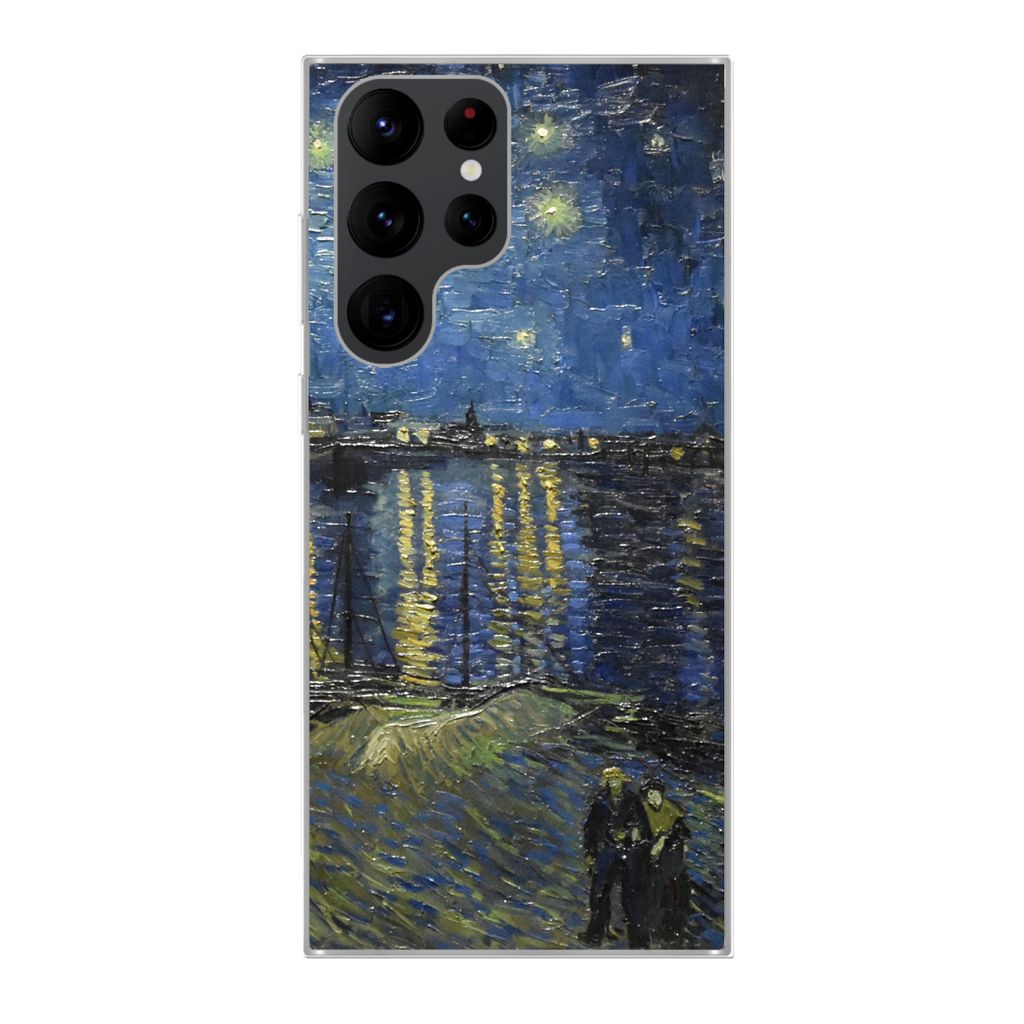 MuchoWow Handyhülle Schutzhülle Hülle für Samsung Galaxy S22 Ultra Sternennacht über dem Orsay Paris - Vincent Van Gogh Silikon Softcase Han...