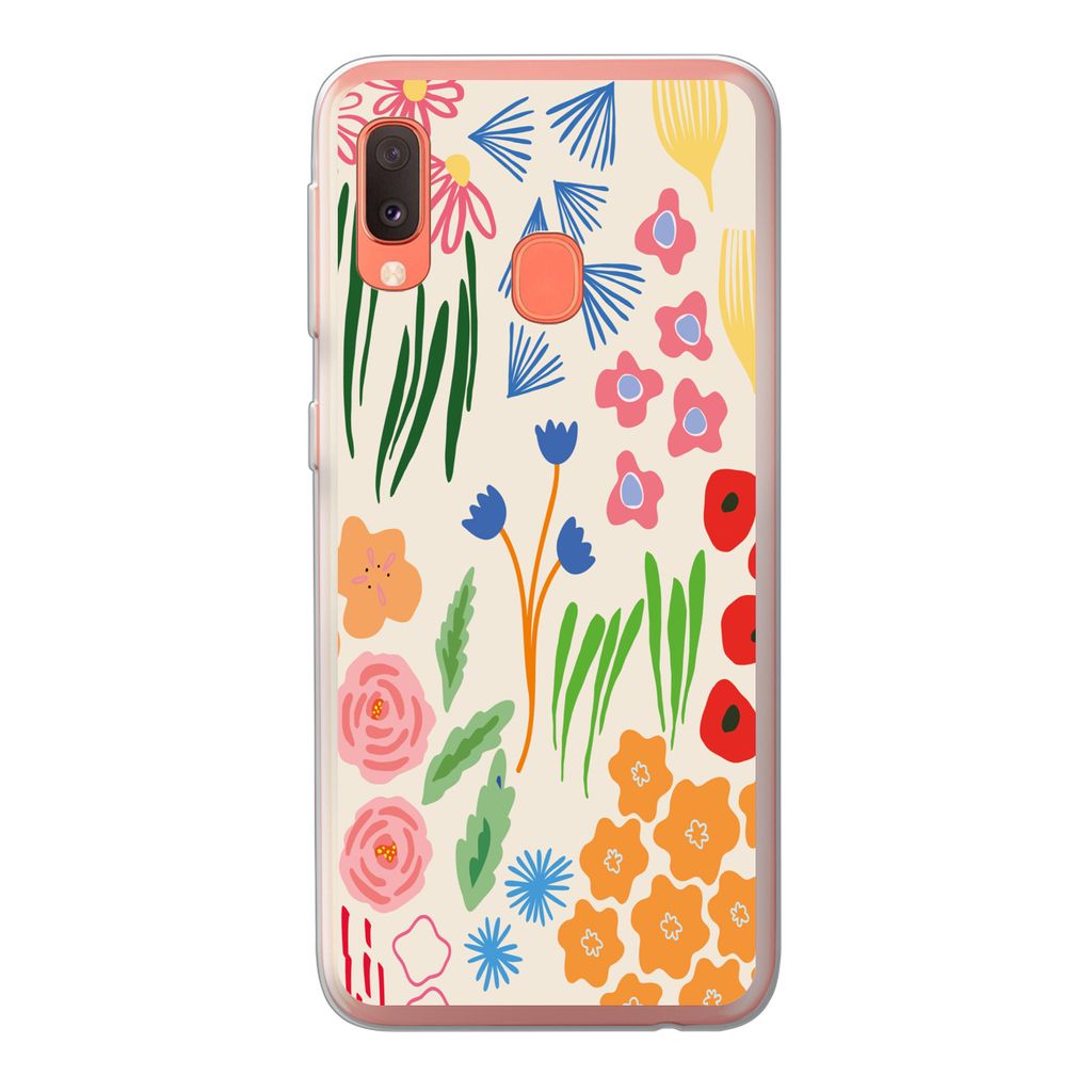 MuchoWow Handyhülle Schutzhülle Hülle für Samsung Galaxy A20e Blumen - Muster - Feldblumen Silikon Softcase Handy Hülle - Abdeckung