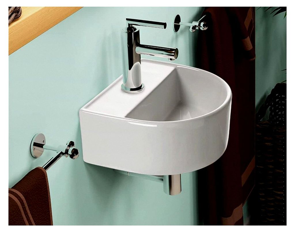 Waschbecken Uno29H (halbrund) Hänge-Waschschale/Waschtisch (weiß) mit schmalem Rand und Nano-Beschichtung