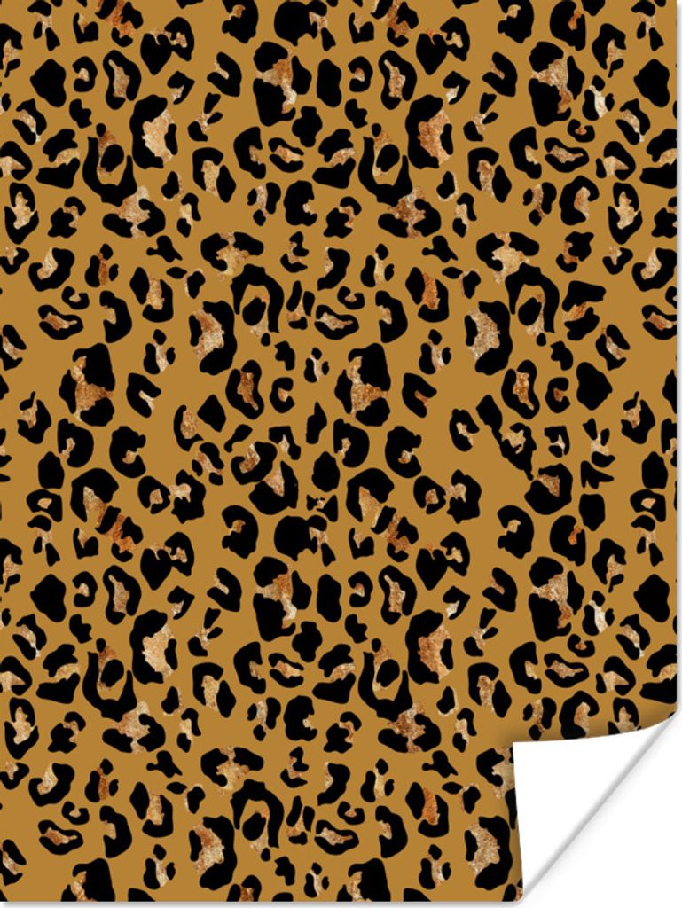 MuchoWow Poster Tiermuster - Panther - Gelb - Gold 90x120 cm - Wohnzimmer