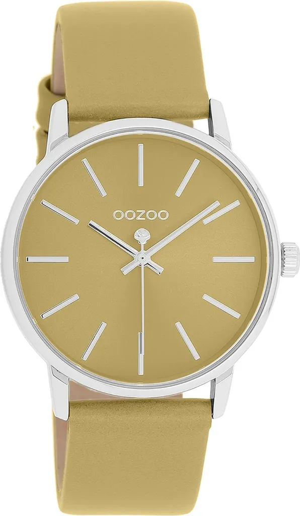 Montre à Quartz Oozoo Femme Bracelet Cuir Véritable Sable Jaune Beige