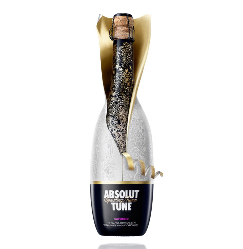 Absolut Tune Sekt Vodka 0,75L 14% vol – Limited Edition 2012 – Schaumwein-Mix mit Absolut Wodka & Sauvignon Blanc in eleganter Champagnerflasche
