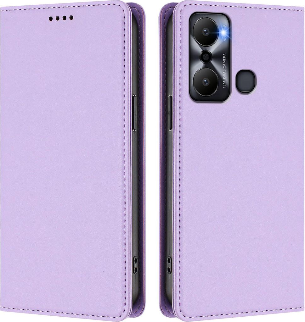 Handyhülle für Infinix Hot 20 Play, Kunstleder Klapphülle Stoßfeste Magnetische Hülle mit Ständer Violett