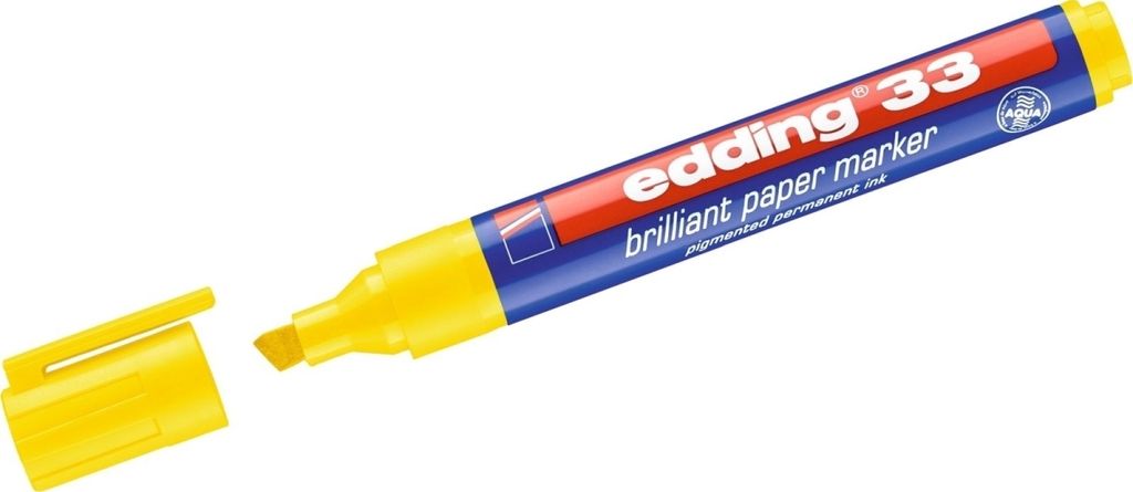 Pigmentmarker edding 33 brilliant paper marker 1-5mm gelb Packung mit 10 Stück