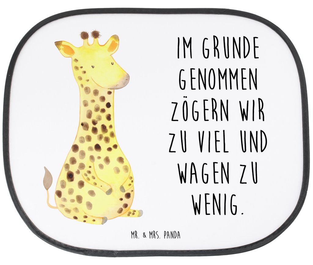 Mr. & Mrs. Panda Sonnenschutz Auto Giraffe Zufrieden - Weiß - Geschenk, für Autoscheiben, Afrika, saugnapf, Abenteuer, pkw, Glück, Sonnenblende,...