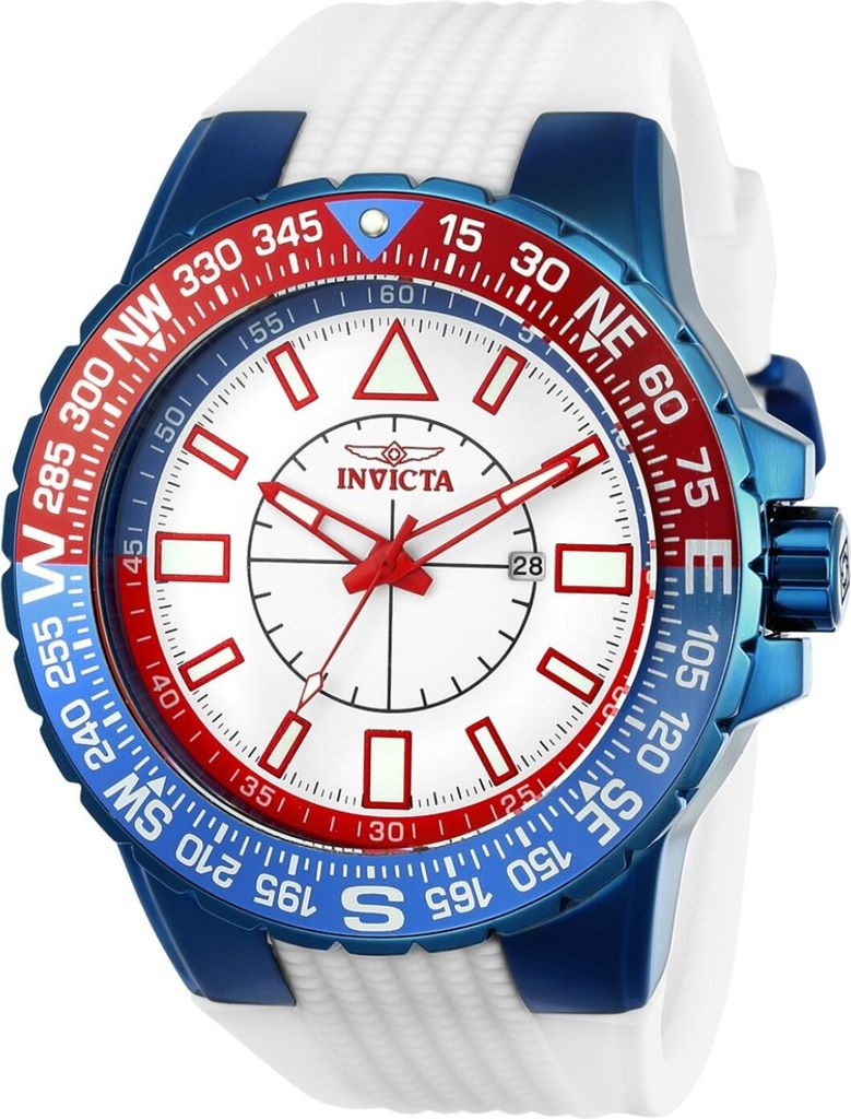 Invicta Aviator 23997 Herren uhr - Wasserdicht - Analog - Quarzuhrwerk - Edelstahl mit weißen zifferblat - 52mm