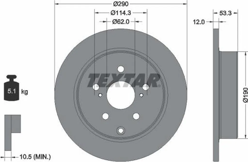 Disque de frein TEXTAR 92314203 origine OE pour Prius et Mirai