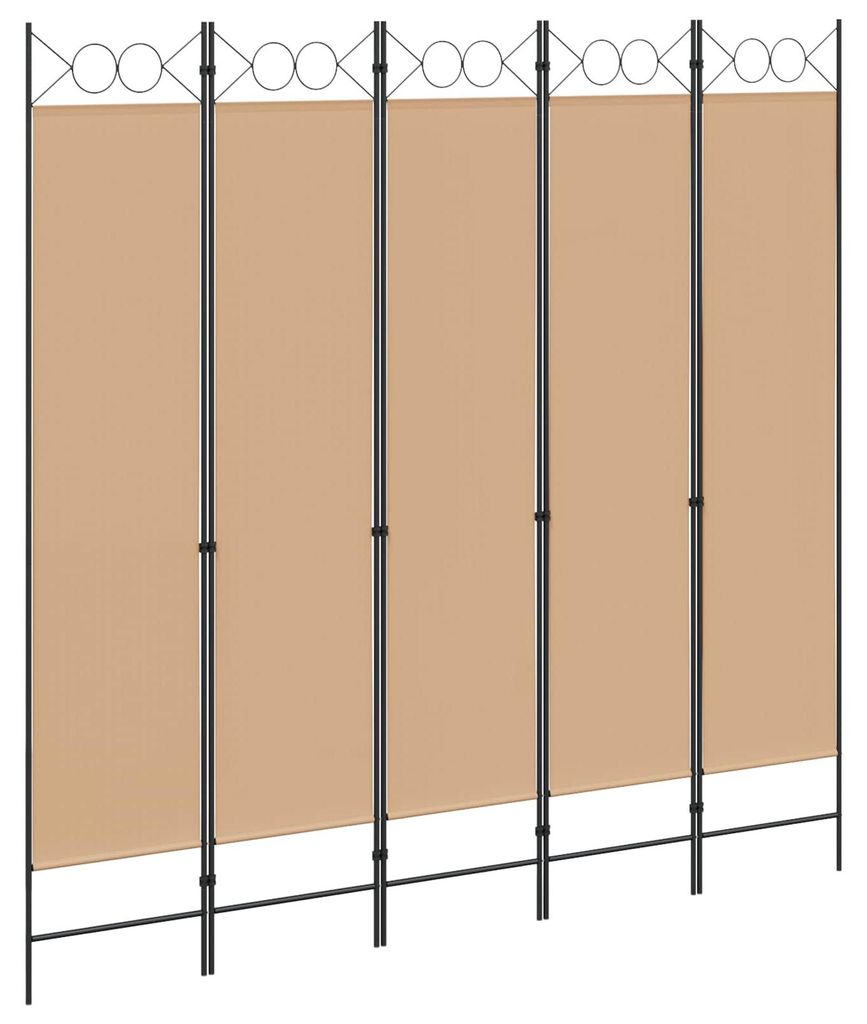 5-teiliger Raumteiler Beige 200 x 200 cm Stoff