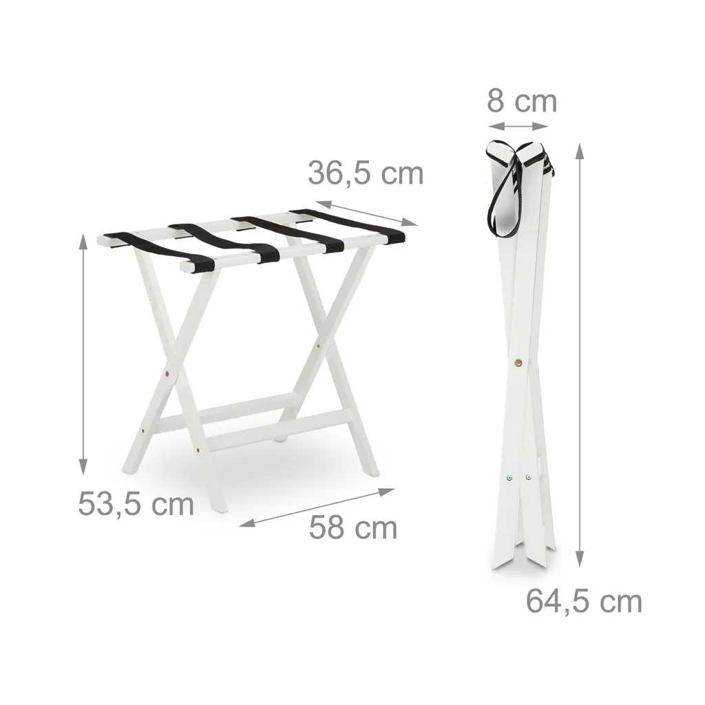 Support valise blanc pliable Relaxdays robuste avec sangles résistantes - 4