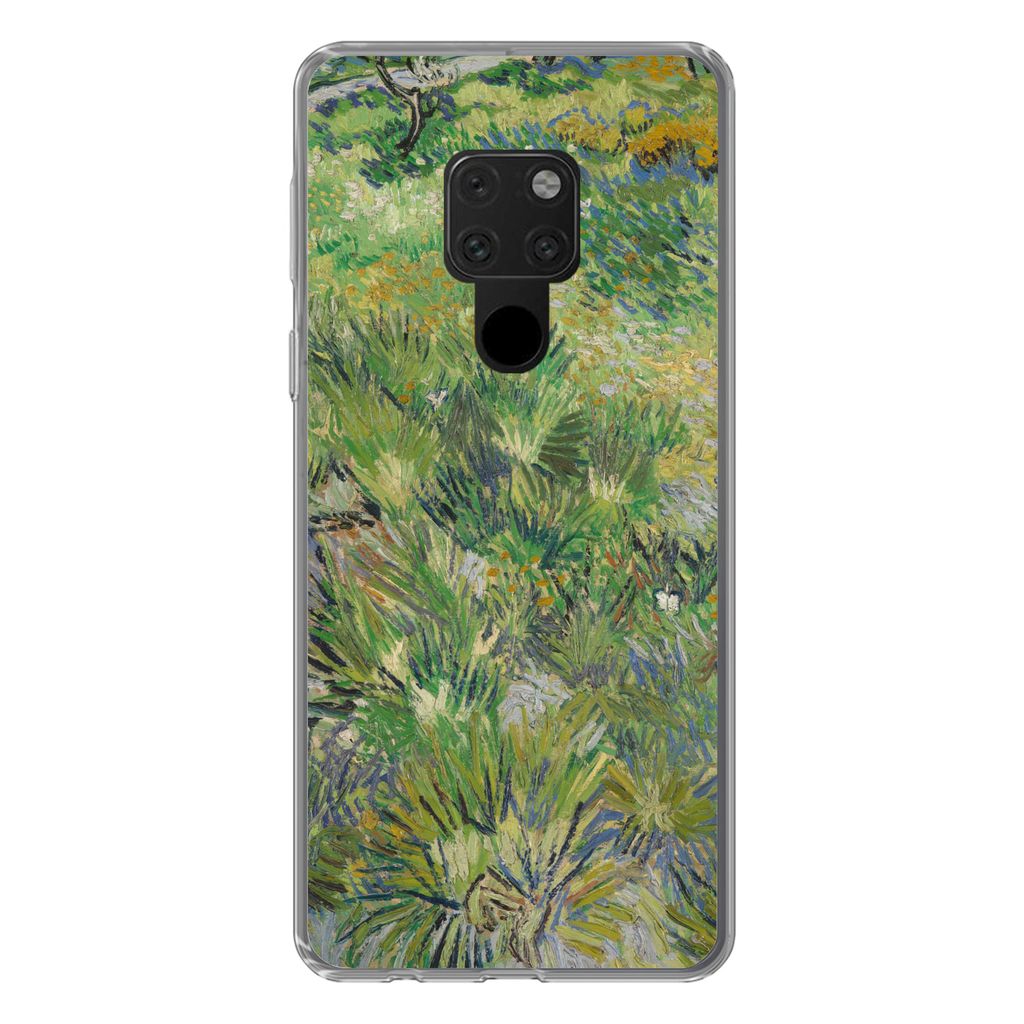 MuchoWow Handyhülle Schutzhülle Hülle für Huawei P40 Lite Grasige Wiese mit Blumen und Schmetterlingen - Vincent van Gogh Silikon Softcase Ha...