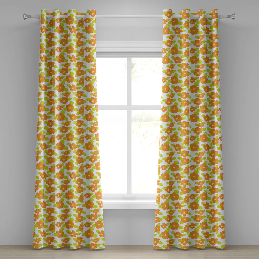 Decorazione Finestre Kids ABAKUHAUS Tende Floral Orange 280x175