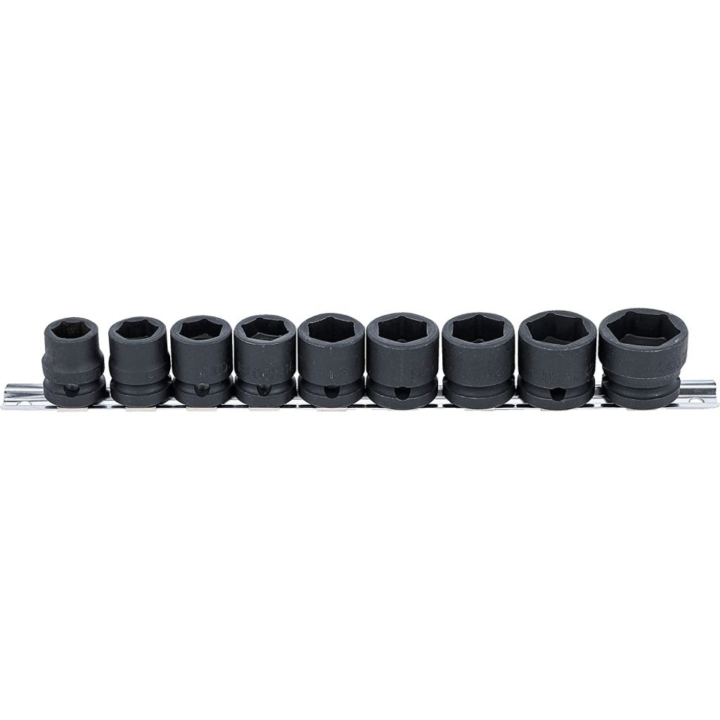 BGS 9551 Kraft-Steckschlüssel-Einsatz-Satz Sechska nt, extra flach, 12,5 mm (1/2"), SW 13 - 24 mm, 9-