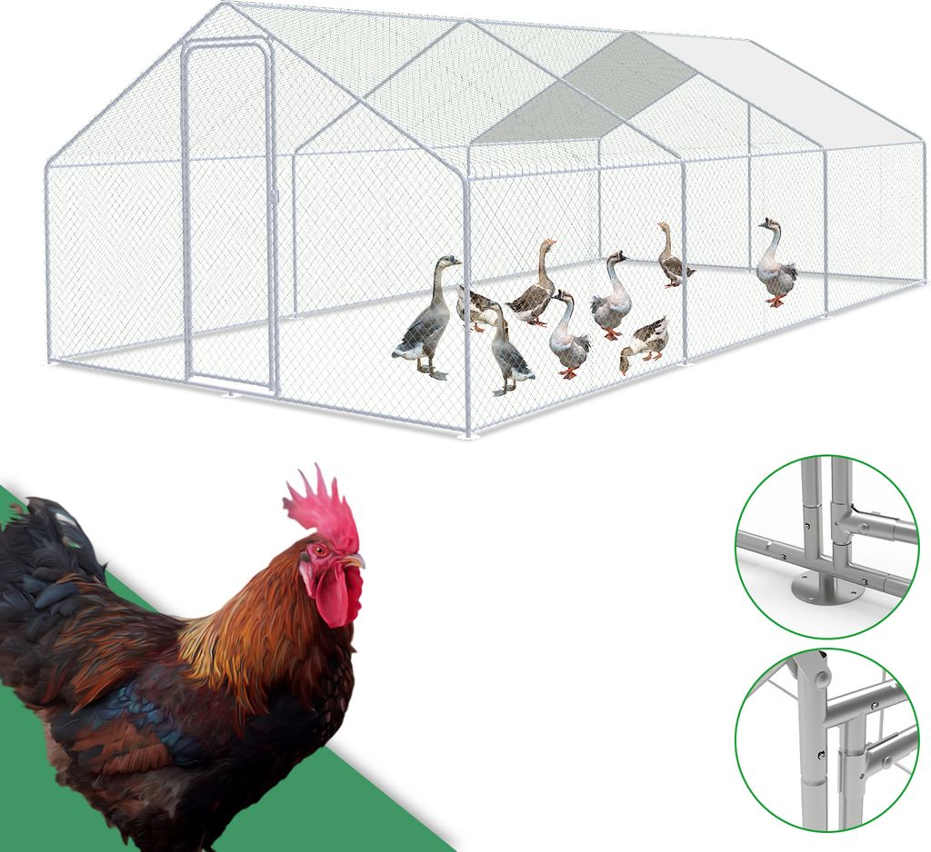 Výbeh pre voľný chov 3x6x2m - kovový kurník 18 m² s dverami Obrázok produktu 