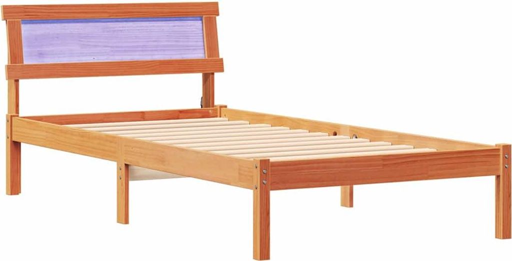 vidaXL Bettrahmen Wachsbraun 90 x 200 cm Massives Kiefernholz